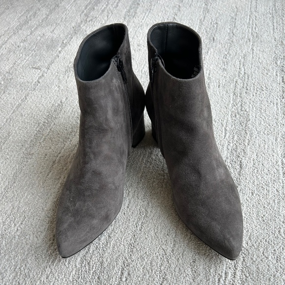 Paul Green Women Ankle Boots Bootie US 7.5 Gray, Suede Leather, Medium Heel SALE - Picture 1 of 6